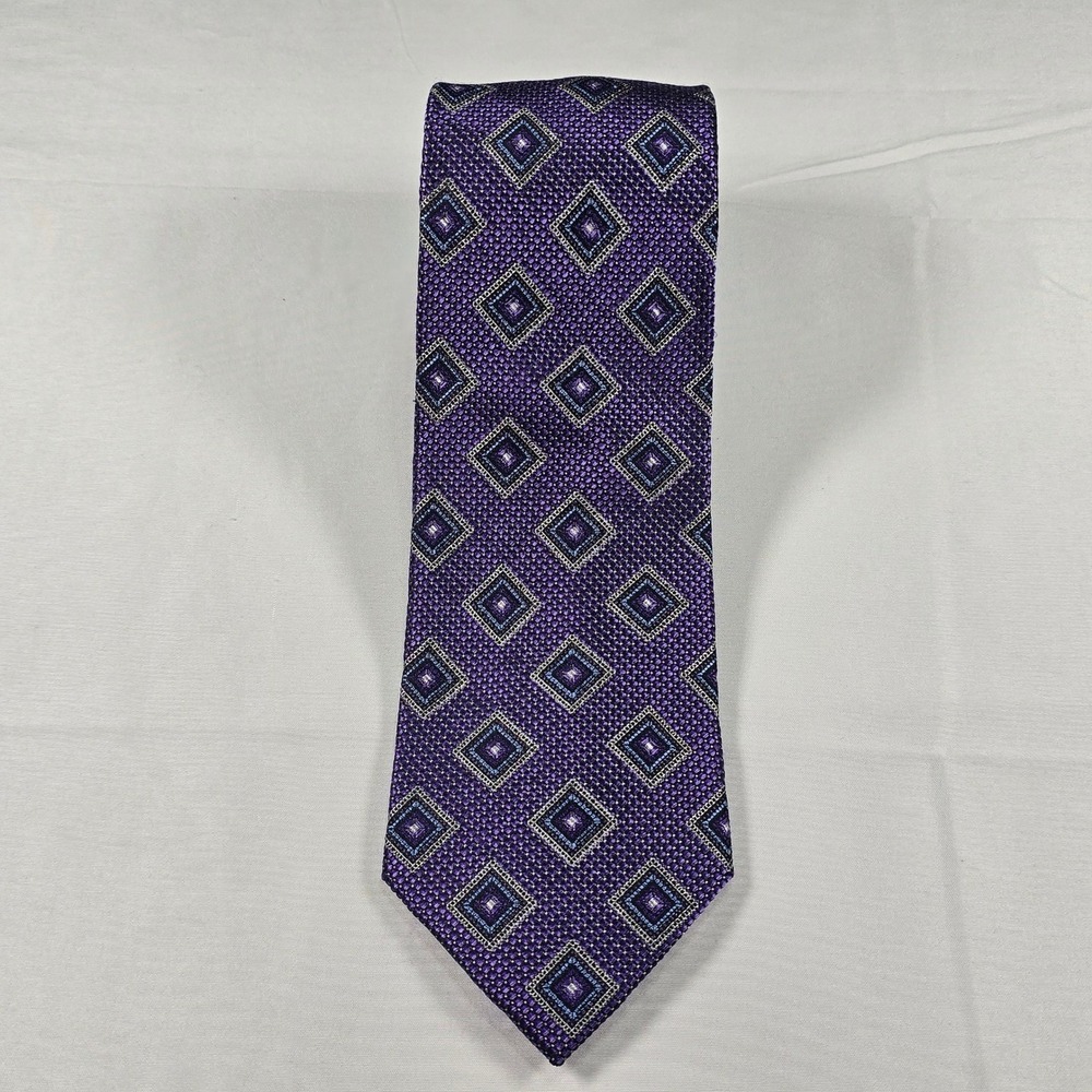 Nordstrom Men's Shop Silk Tie Purple Blue Geometric Business Old Money